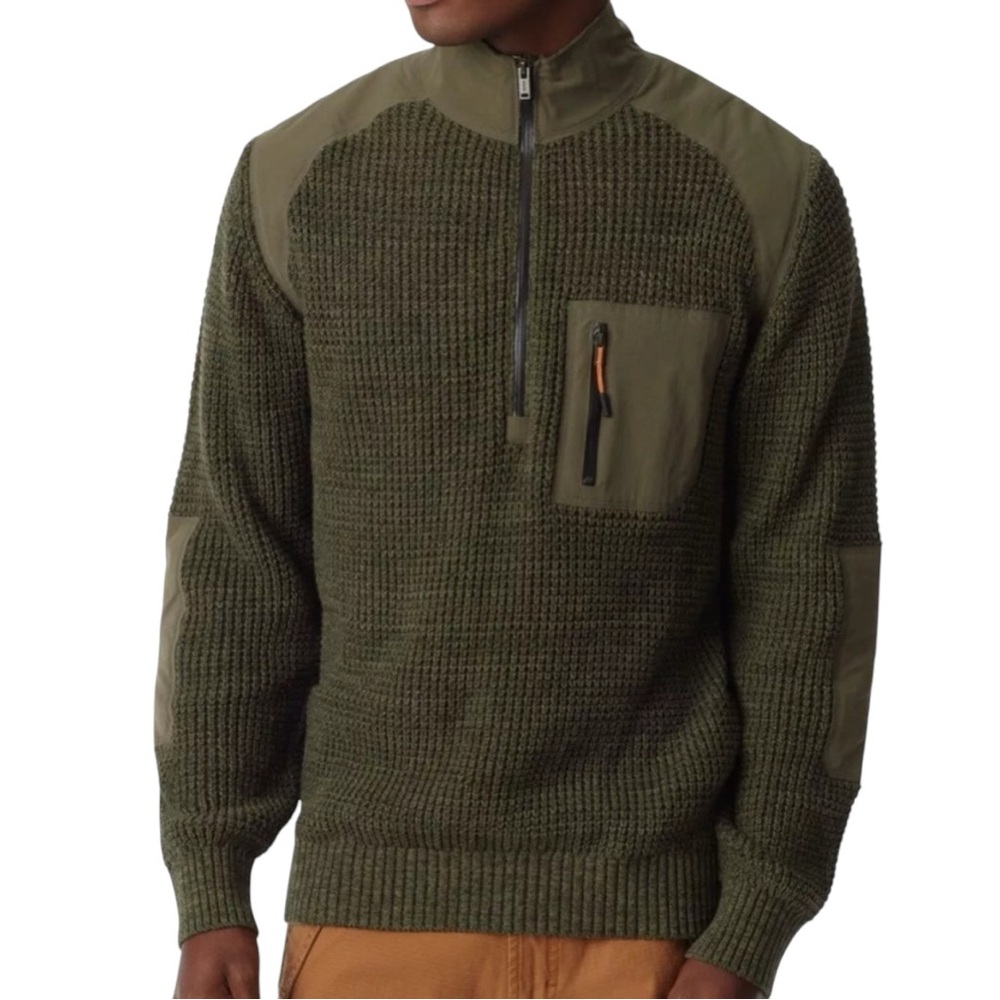 Bass Outdoor Men’s Green Quarter-Zip‎ Long Sleeve Pullover Sweater Size XL